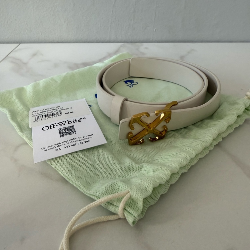 Off-White Ivory Belt with Gold Buckle